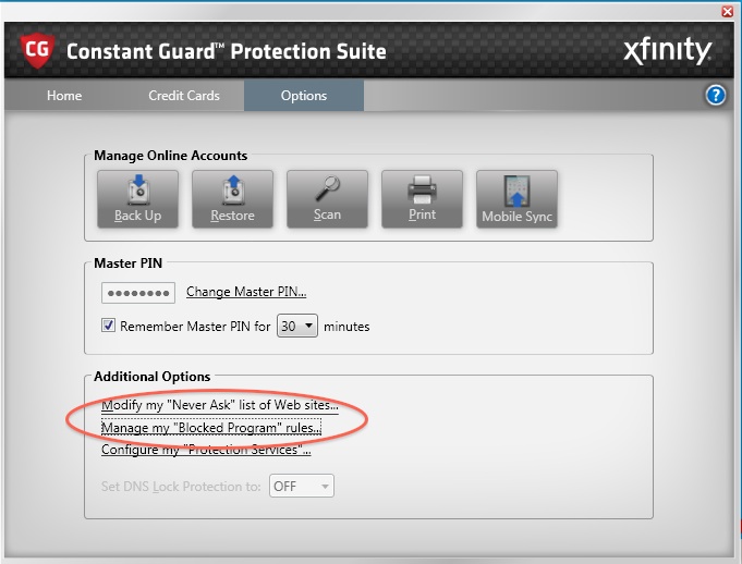 If you launch Constant Guard Protection Suite, it will ask you to log in. After you do, you will see this window: